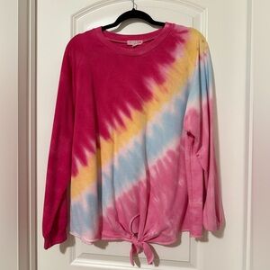 Tie-Dye Long Sleeve Top - Pink, Yellow, Blue